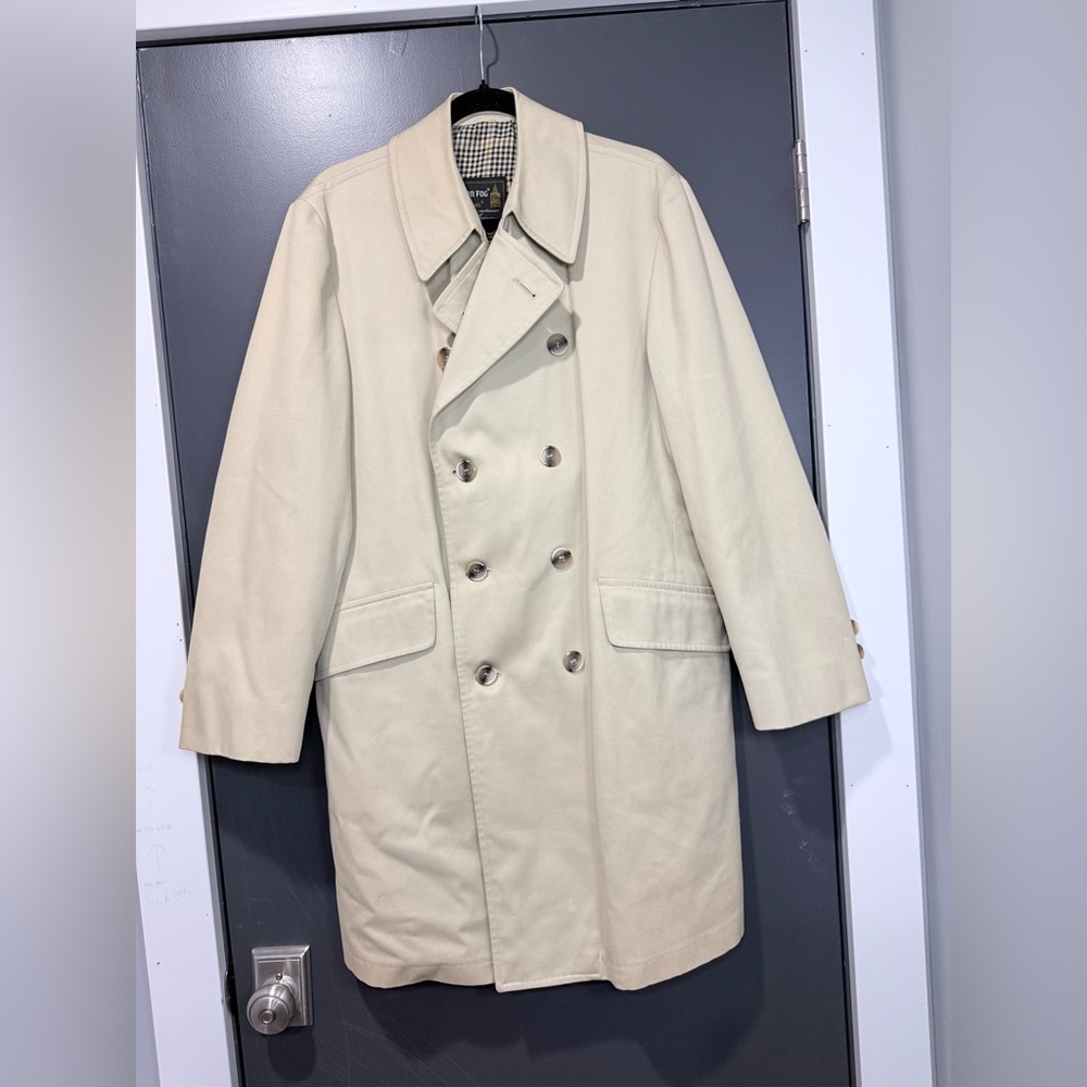 London Fog Tan Trench‎ Coat with Checkered Interior